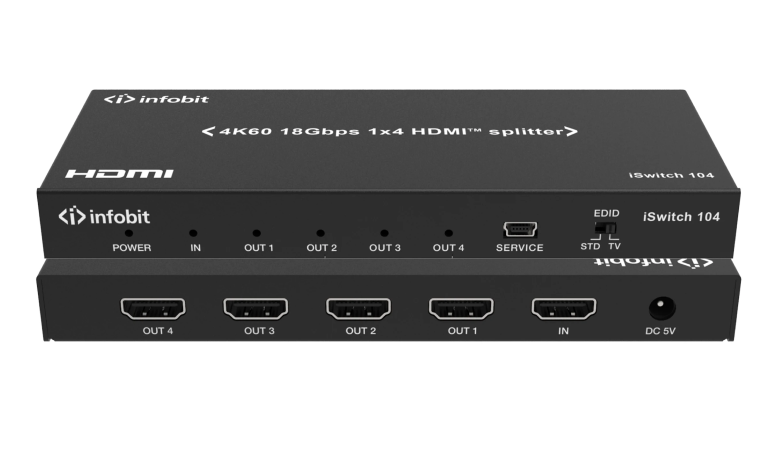 Сплиттер Infobit iSwitch 104 4K60 18Gbps 1x4 HDMI splitter, smart EDID
